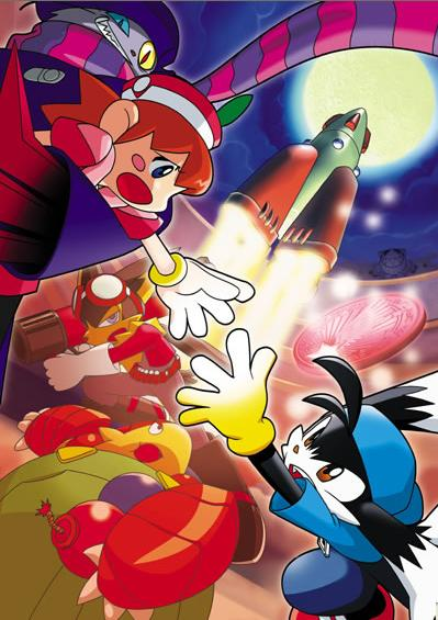 guntz, janga, joker (klonoa), klonoa, lolo (klonoa), pango (klonoa), kaze no klonoa, namco, 1girl, 4boys, bomb, explosive, furry, m1 bazooka, multiple boys, rocket, rocket launcher, weapon