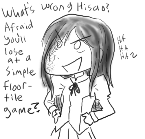 pimmy, ikezawa hanako, katawa shoujo, english, >:), >:d, :d, black hair, comic, long hair, monochrome, open mouth, scar, smile