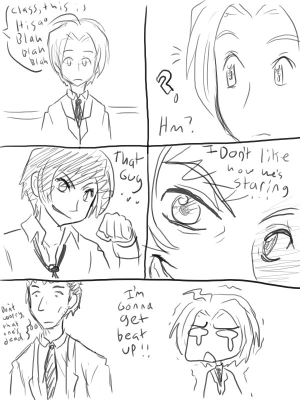 lelouch vi britannia, mutou akio, nakai hisao, katawa shoujo, 10s, 3boys, cameo, comic, english text, male focus, monochrome, multiple boys, school uniform, white background