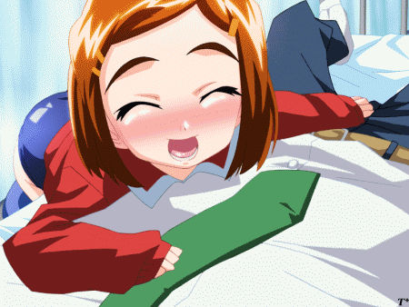 chisato (mahotama), erogos, mahotama, animated, animated gif, lowres, belt, blush, brown hair, closed eyes, loli, necktie, open mouth, penis, rubbing