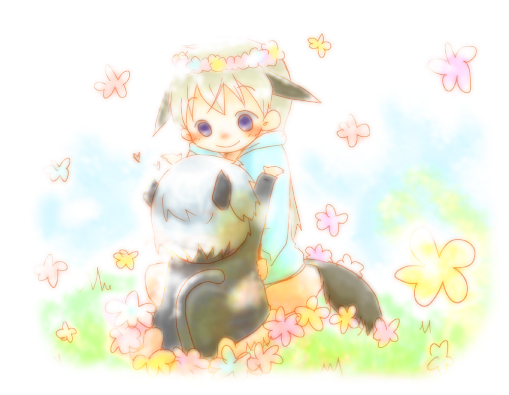 muro, eila ilmatar juutilainen, sanya v. litvyak, strike witches, world witches series, silver hair, 00s, 2girls, animal ears, blonde hair, blue eyes, blush, flower, multiple girls, short hair, tail, yuri