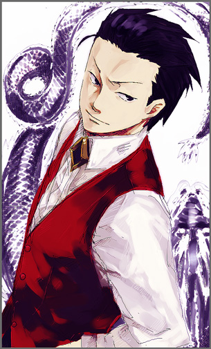 haji (dlr6a), liu yee, lux-pain, bad id, bad pixiv id, 1boy, black eyes, black hair, chinese text, dragon, male focus, short hair, solo, vest