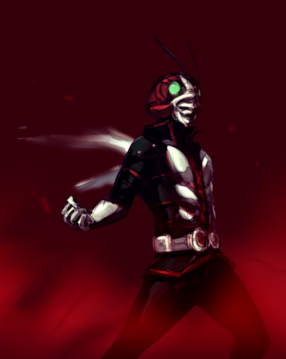 co2, kamen rider v3, kamen rider, kamen rider v3 (series), bad id, bad pixiv id, 1boy, antennae, belt, gloves, male focus, solo