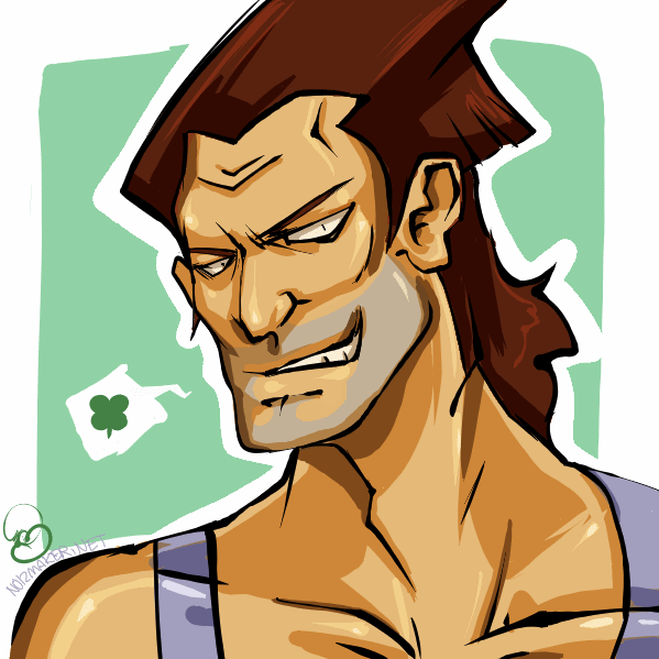 aran ryan, nintendo, punch-out!!, super punch-out!!, brown hair, clover, facial hair, grin, smile, stubble