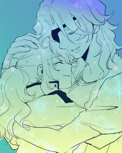 plum (arch), feldt grace, lockon stratos, gundam, gundam 00, lowres, 00s, eyepatch, hug, ponytail, smile, tears