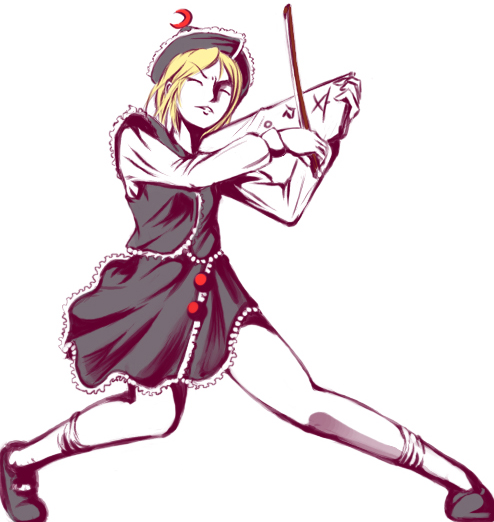 verynezumi, lunasa prismriver, touhou, 1girl, blonde hair, female focus, full body, hat, simple background, solo, spread legs, standing, white background