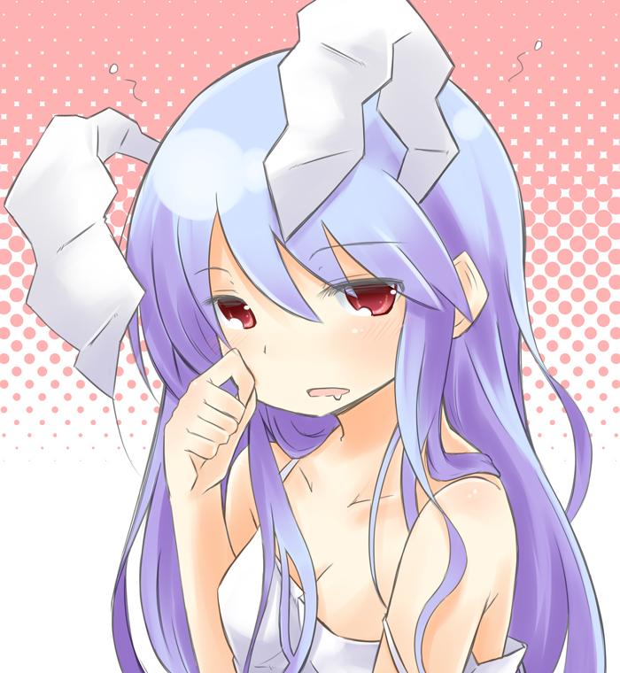 mukunoki nanatsu, nanatsu, reisen udongein inaba, touhou, bad id, bad pixiv id, 1girl, animal ears, artistic error, blue hair, extra digits, female focus, long hair, rabbit ears, red eyes, sleepy, solo, strap slip