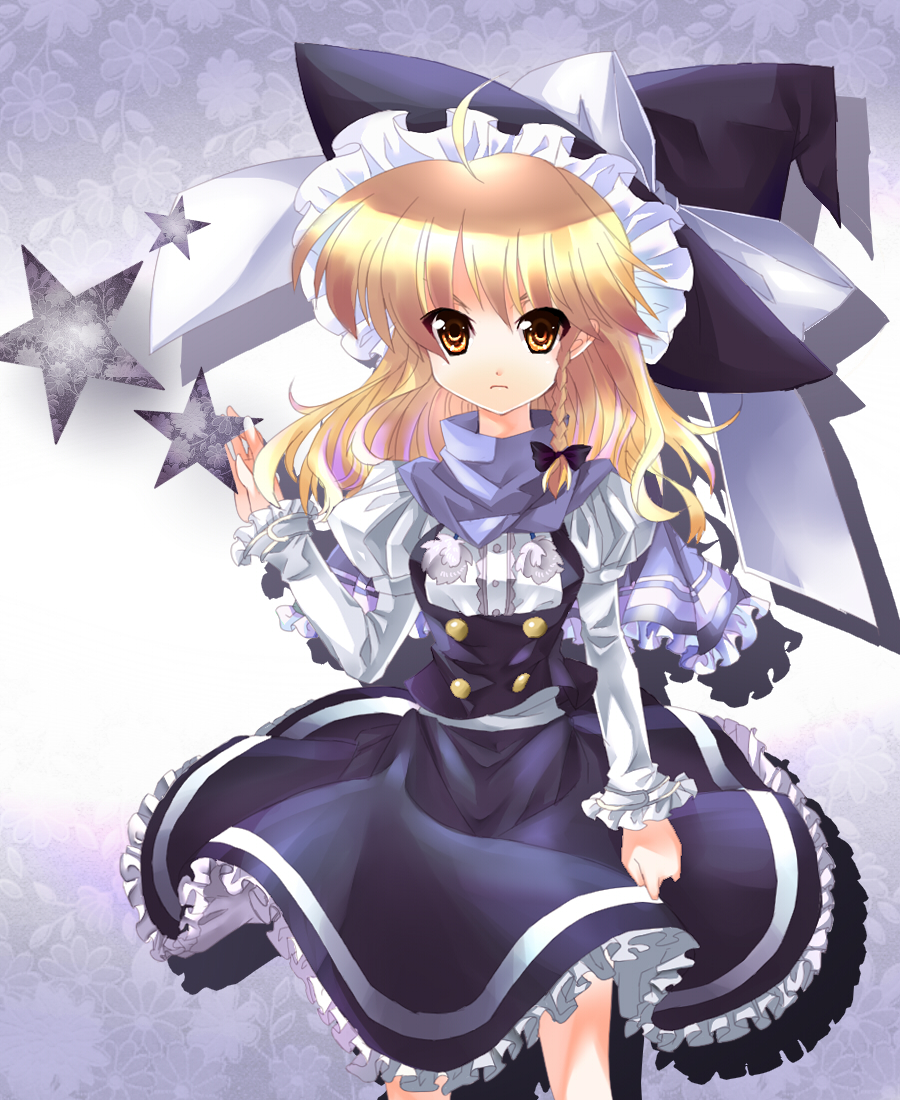 tatsuyoshi, kirisame marisa, touhou, bad id, bad pixiv id, 1girl, blonde hair, braid, female focus, hat, short hair, solo, witch, witch hat, yellow eyes