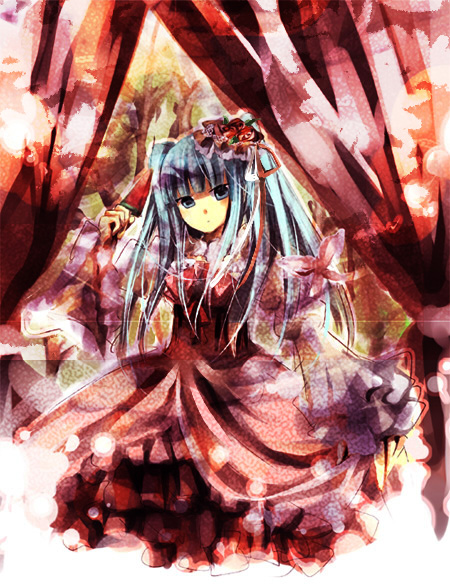 mikimura, furudo erika, umineko no naku koro ni, bad id, bad pixiv id, 00s, blue eyes, dress, food, popsicle, solo