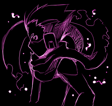 siarnaq (mega man), capcom, mega man (series), mega man zx, mega man zx advent, lowres, dark, monochrome, negative, purple theme