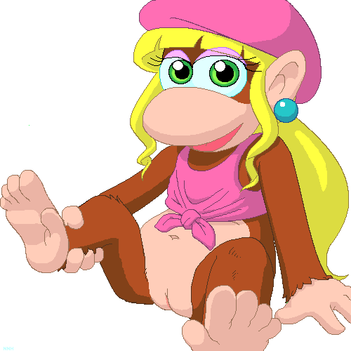 dixie kong, nintendo, lowres, bottomless, furry, no panties, pussy, uncensored