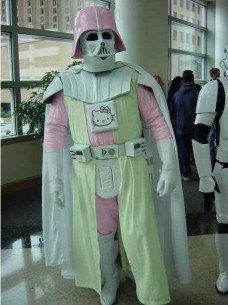 darth vader, hello kitty, sanrio, star wars, cosplay photo, lowres, photo (medium), parody, what