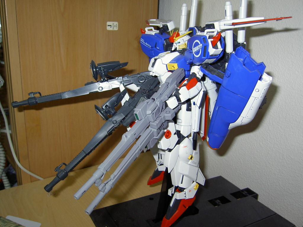 ex-s gundam, gundam, gundam sentinel, gundam wing, photo (medium), 1990s (style), crossover, figure (medium), mecha, no humans, retro artstyle, robot