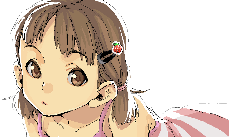 yuuryuu nagare, original, brown eyes, brown hair, hair ornament, hairclip, oekaki, solo