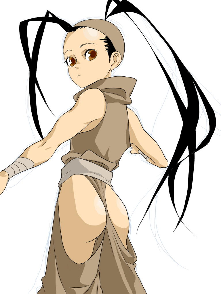 ibuki (street fighter), capcom, street fighter, street fighter iii (series), artist request, 1girl, ass, female focus, looking back, ninja, no panties, solo, standing