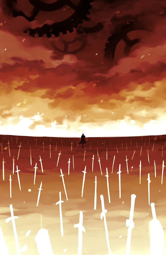 kagaya-k, kagaya (kita), archer (fate), fate/stay night, fate (series), bad id, bad pixiv id, 00s, 1boy, male focus, solo, unlimited blade works (reality marble)