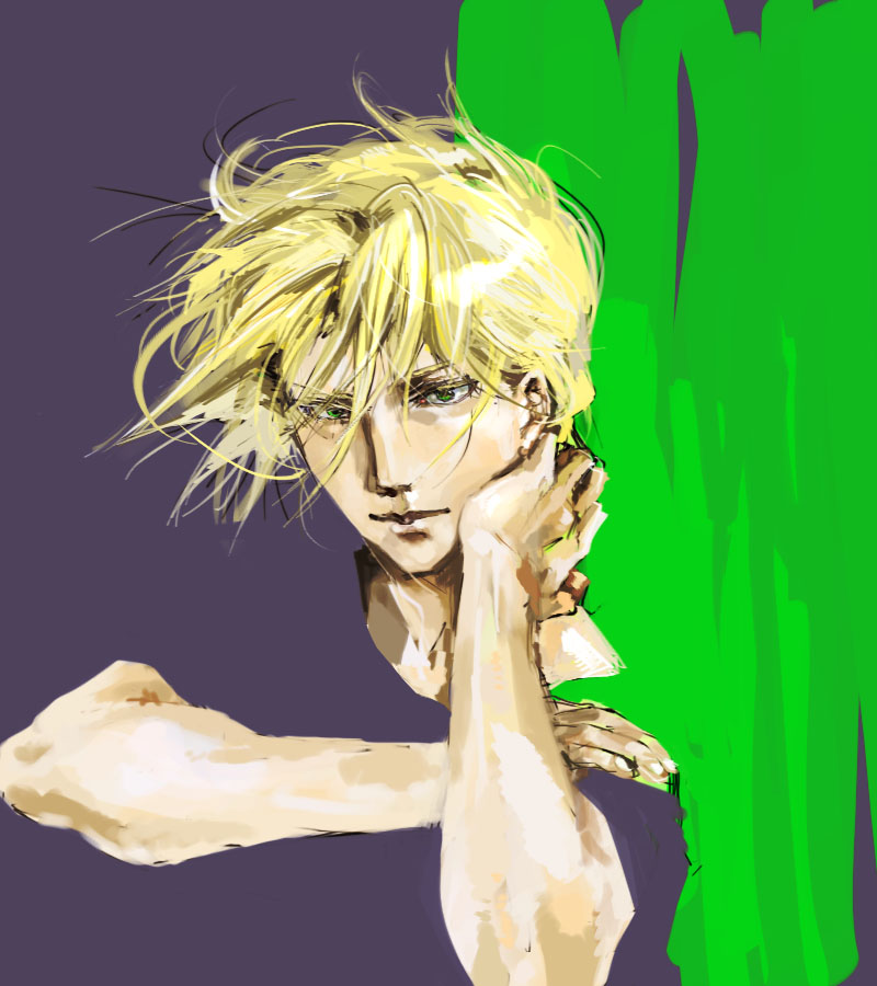 ash lynx, banana fish, 1boy, blonde hair, green eyes, male focus, solo