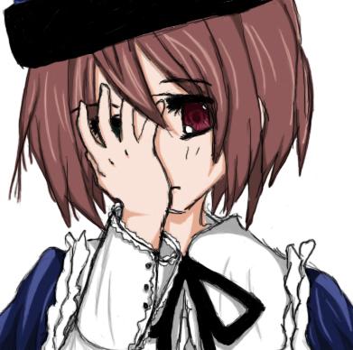 souseiseki, rozen maiden, lowres, 00s, brown hair, facepalm, heterochromia, short hair