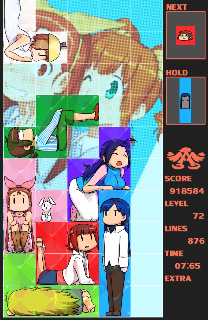 ttomm, akizuki ritsuko, amami haruka, chihacula, hagiwara yukiho, hoshii miki, kisaragi chihaya, minase iori, miura azusa, nonowa, takatsuki yayoi, idolmaster, idolmaster (classic), tetris, highres, 00s, 6+girls, multiple girls, stuffed animal, stuffed toy