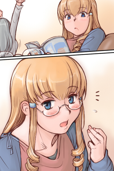 tsuda nanafushi, shinku, suigintou, rozen maiden, silver hair, 00s, aged up, blonde hair, blue eyes, blush, glasses, reading, ringlets