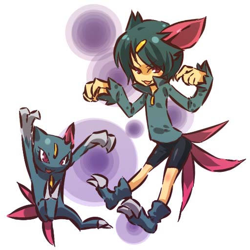 hitec, sneasel, moemon, nintendo, pokemon, pokemon gsc, 1990s (style), 1girl, costume, creature and personification, gen 2 pokemon, personification, pokemon (creature), retro artstyle