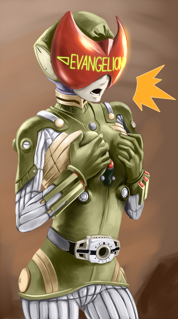 k tsukumo, yanagi ryuuta, kamen rider decade, makinami mari illustrious, kamen rider, neon genesis evangelion, rebuild of evangelion, visor, bad id, bad pixiv id, 1girl, :o, ^^^, belt, bodysuit, breasts, breasts squeezed together, copyright name, cowboy shot, female focus, gloves, grabbing own breast, helmet, looking to the side, mecha pilot suit, open mouth, parody, plugsuit (evangelion), solo, surprised