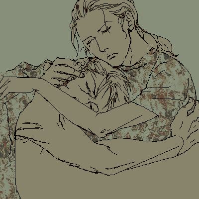 big boss, naked snake, the boss, metal gear (series), metal gear solid, metal gear solid 3: snake eater, lowres, 1boy, 1girl, oekaki, sleeping