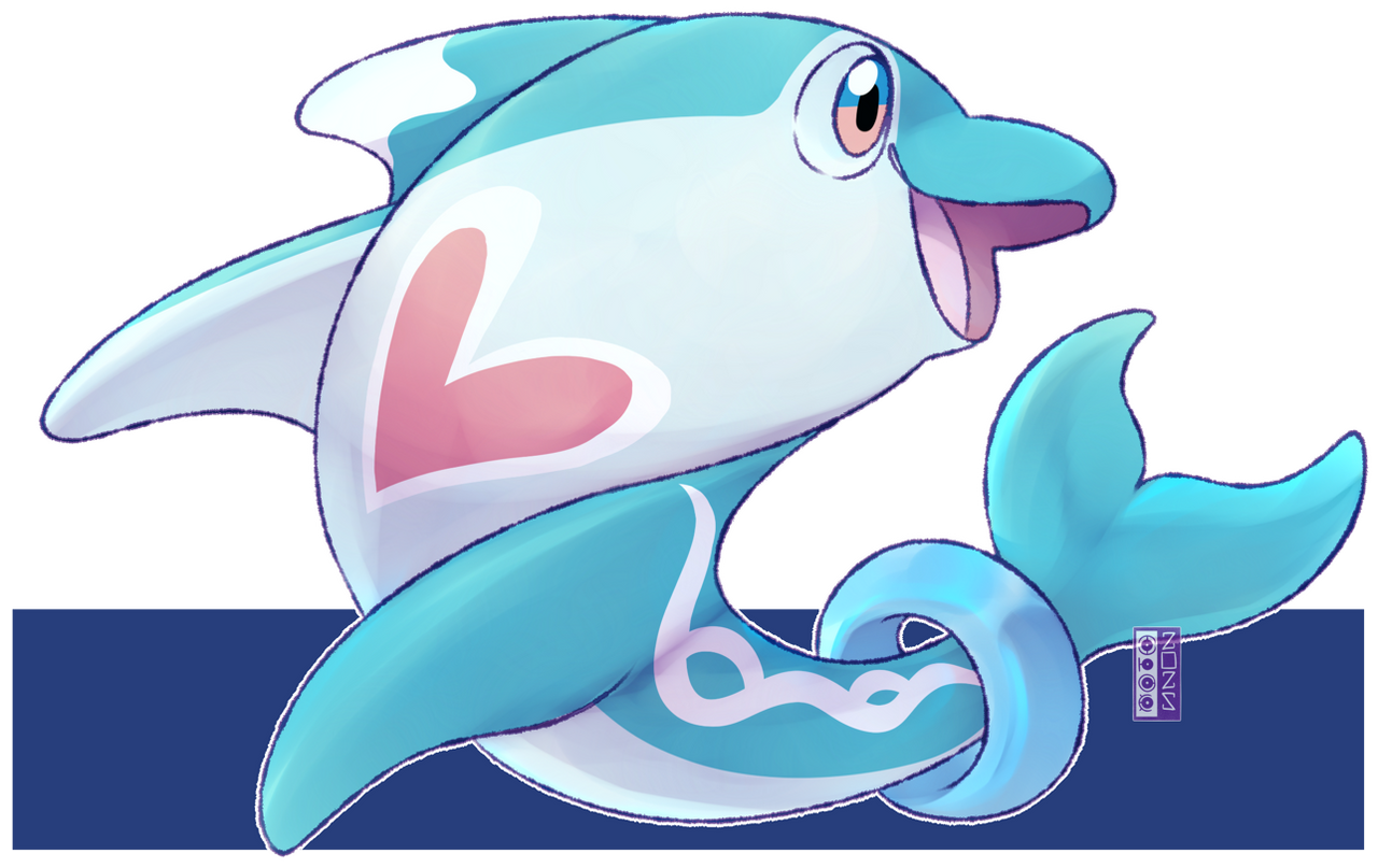 dualcosmog, palafin, palafin (zero), nintendo, pokemon, commentary, english commentary, animal focus, dolphin, full body, heart, multicolored eyes, no humans, open mouth, outline, pokemon (creature), pokemon focus, smile, solo, transparent background, two-tone eyes, white outline