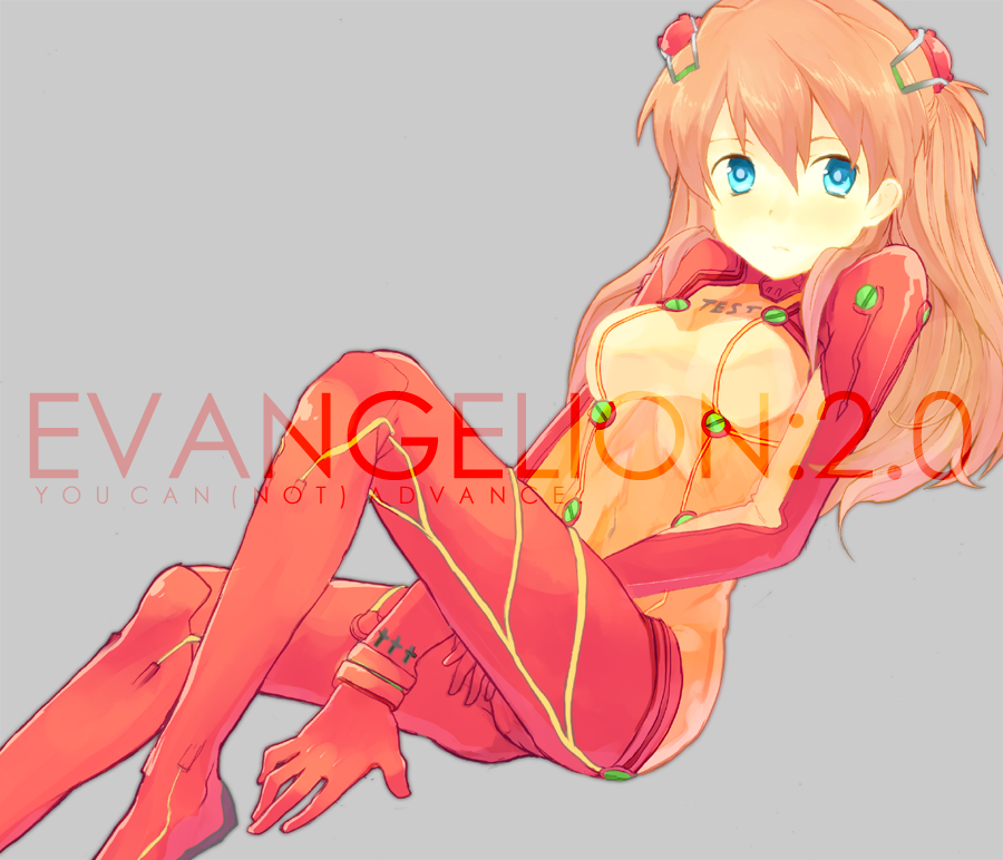 ecocube, eka eri, souryuu asuka langley, evangelion: 2.0 you can (not) advance, neon genesis evangelion, rebuild of evangelion, 00s, 1girl, blue eyes, bodysuit, brown hair, female focus, hair ornament, hairclip, mecha pilot suit, orange hair, plugsuit (evangelion), solo, test plugsuit (evangelion)