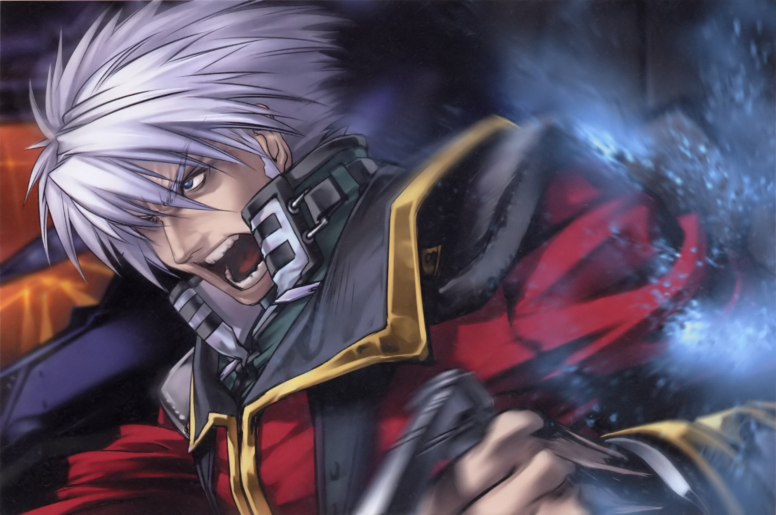 ichimura yuu, sanger zonvolt, banpresto, super robot wars, super robot wars original generation, silver hair, highres, 1boy, angry, male focus, manly, solo