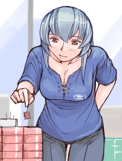 tsuda nanafushi, suigintou, rozen maiden, silver hair, 00s, 1girl, aged up, breasts, casual, female focus, large breasts, pants, solo