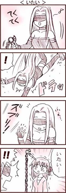 matou sakura, medusa (fate), medusa (rider) (fate), fate/stay night, fate (series), 00s, 4koma, comic, greyscale, monochrome