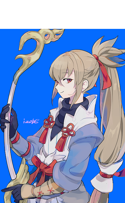 takumi (fire emblem), fire emblem, fire emblem fates, nintendo, 1boy, bezoi r, fujin yumi (fire emblem), gloves, grey hair, japanese clothes, long hair, male focus, orange eyes, ponytail, solo, yumi (bow)
