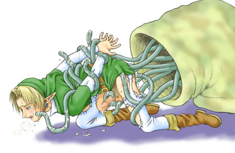 like like, link, nintendo, the legend of zelda, 1boy, anal, blonde hair, blue eyes, blush, boots, censored, clothed sex, cum, doggystyle, double anal, hat, kneeling, male focus, male penetrated, monster, multiple anal, multiple insertions, penis, piercing, pointy ears, rape, saliva, sex, sex from behind, solo, tears, tentacle sex, tentaclejob, tentacles, tentacles on male, torn clothes