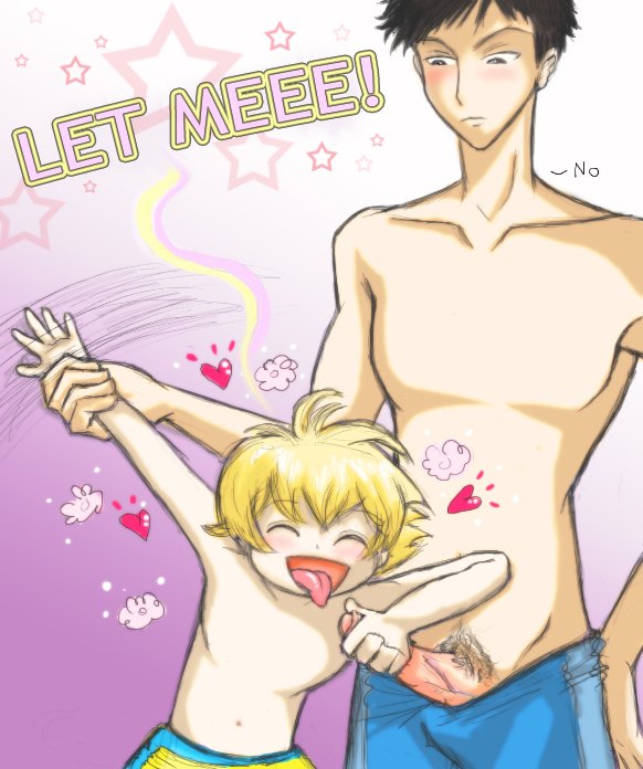 haninozuka mitsukuni, morinozuka takashi, ouran high school host club, 00s, 2boys, blush, cousins, erection, fellatio, handjob, incest, male focus, multiple boys, oral, penis, shota, topless male, undressing, yaoi