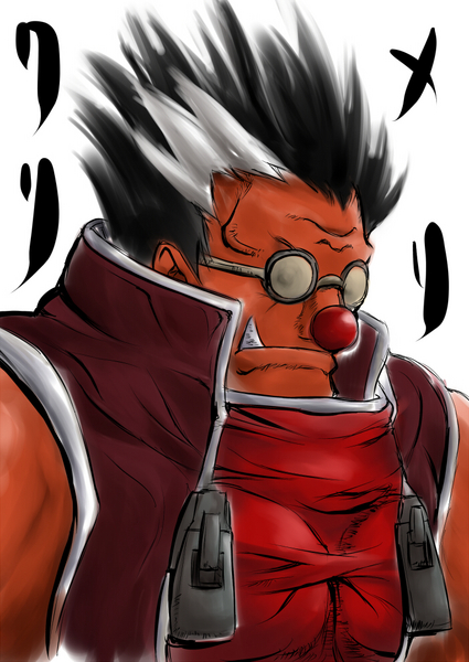 furoaki, iron tager, arc system works, blazblue, blazblue: calamity trigger, pixiv sample, resized, black hair, fang, glasses, red nose, short hair