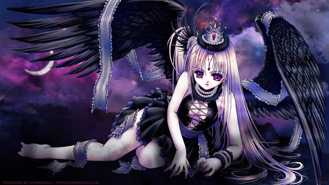 plastic moon, tagme, 1girl, barefoot, female focus, long hair, solo, wings