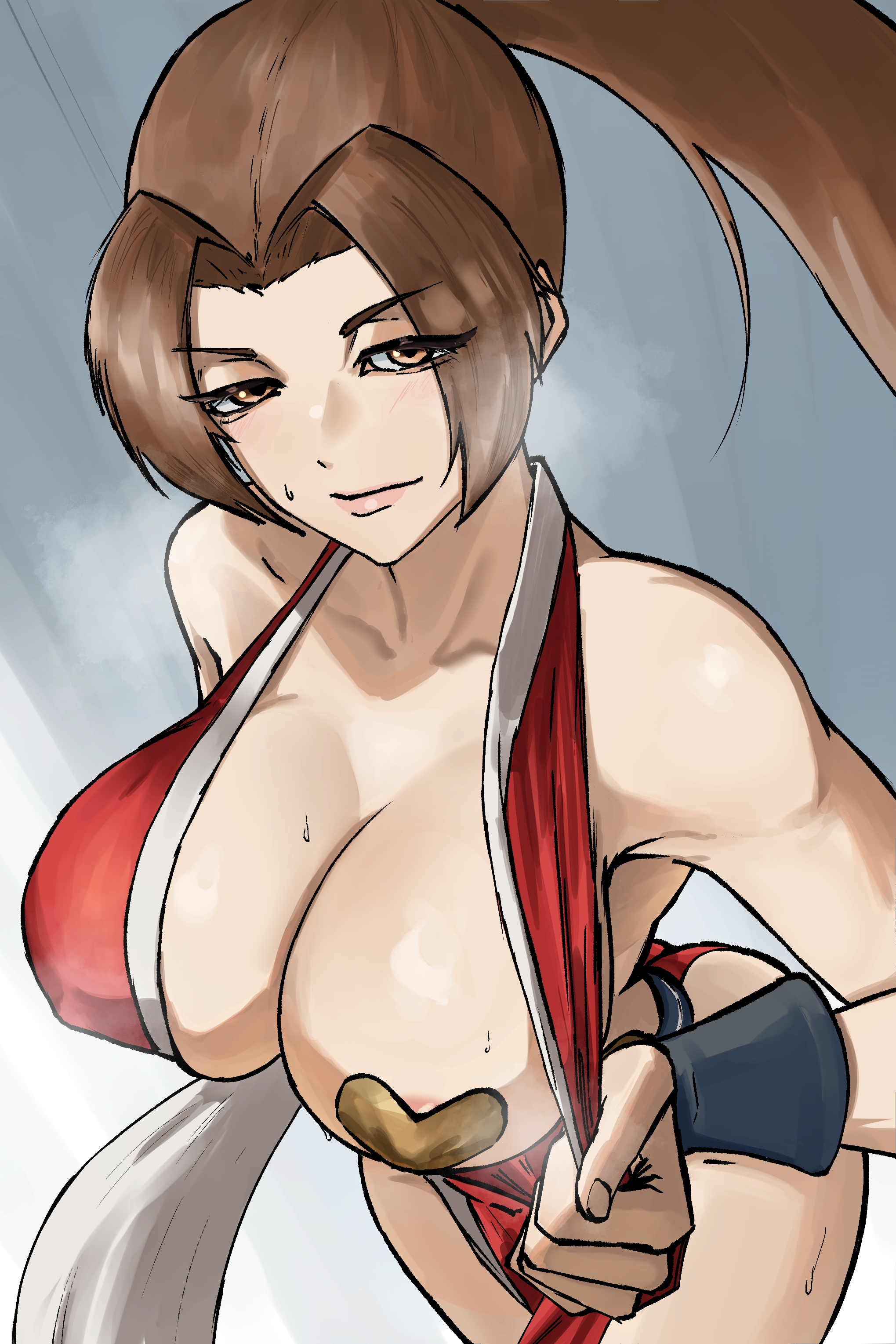 shiranui mai, fatal fury, 1girl, breasts, large breasts, long hair, solo