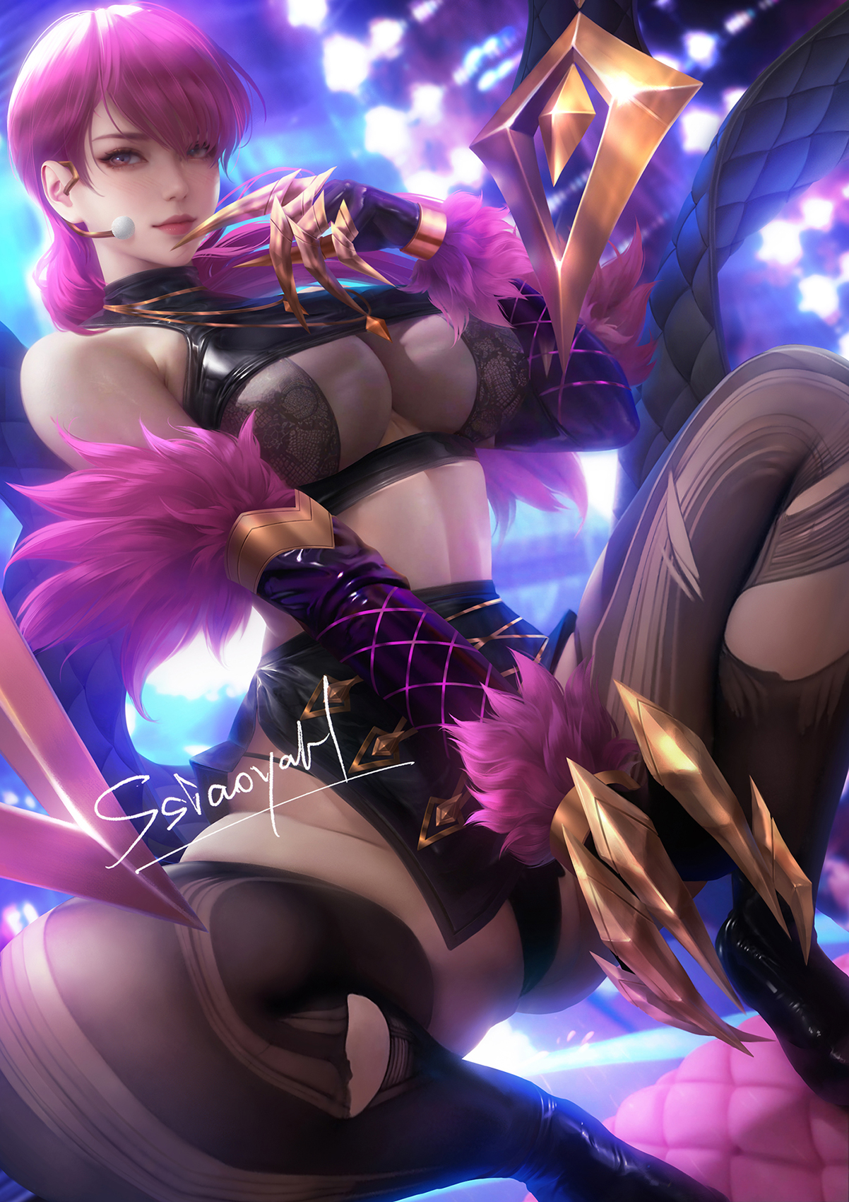 zd 1995, evelynn (league of legends), league of legends, 1girl, breasts, large breasts, solo