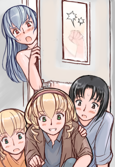 tsuda nanafushi, hinaichigo, kashiwaba tomoe, suigintou, rozen maiden, silver hair, 00s, 4girls, aged up, black hair, blonde hair, blush, casual, green eyes, hairband, long hair, mole, mole under eye, multiple girls, short hair