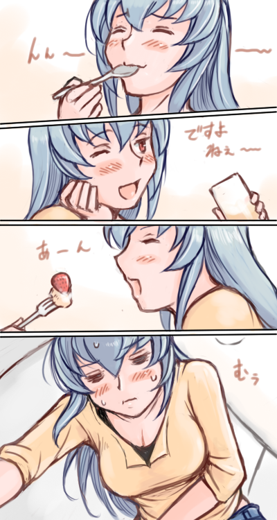 tsuda nanafushi, suigintou, rozen maiden, silver hair, 00s, 1girl, = =, aged up, breasts, casual, eating, large breasts, long hair, one eye closed, wink