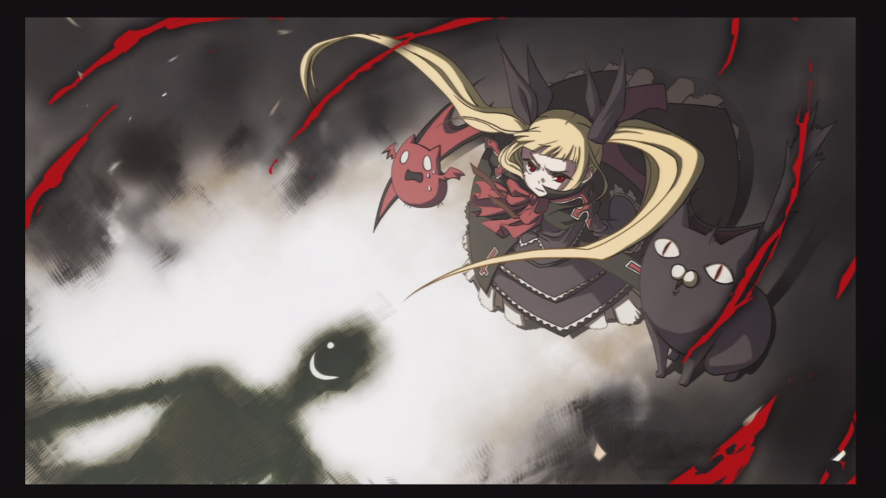 terumi, gii, hazama, nago, rachel alucard, yuuki terumi, arc system works, blazblue, 1girl, blonde hair, blood, bow, goth fashion, gothic lolita, lolita fashion, red eyes, shadow