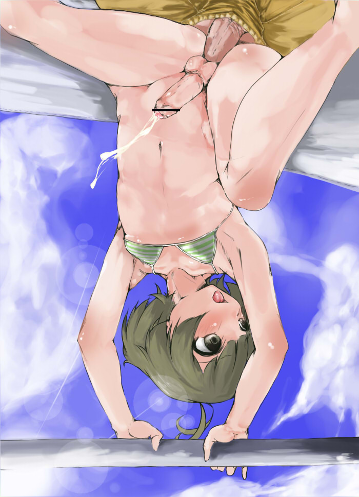ankoku emu shougun, akizuki ryo, idolmaster, idolmaster dearly stars, bad id, bad pixiv id, 00s, 2boys, anal, bar censor, bikini, bikini top only, bottomless, censored, crossdressing, crossdressing (mtf), cum, cum in ass, ejaculating while penetrated, ejaculation, erection, foreskin, male focus, male penetrated, multiple boys, out of frame, penis, pinky out, sex, shota, solo focus, swimsuit, testicles, trap, upside-down, yaoi