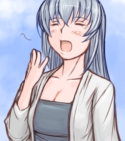 tsuda nanafushi, suigintou, rozen maiden, silver hair, lowres, 00s, aged up, casual, solo, yawning
