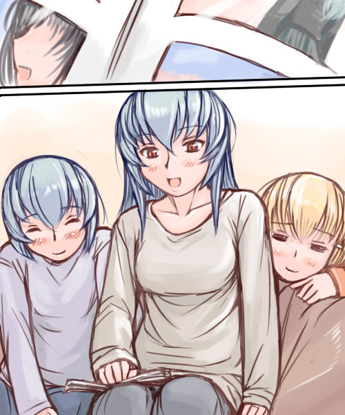 tsuda nanafushi, shinku, suigintou, rozen maiden, silver hair, 00s, aged up, blonde hair, casual, photo album, siblings