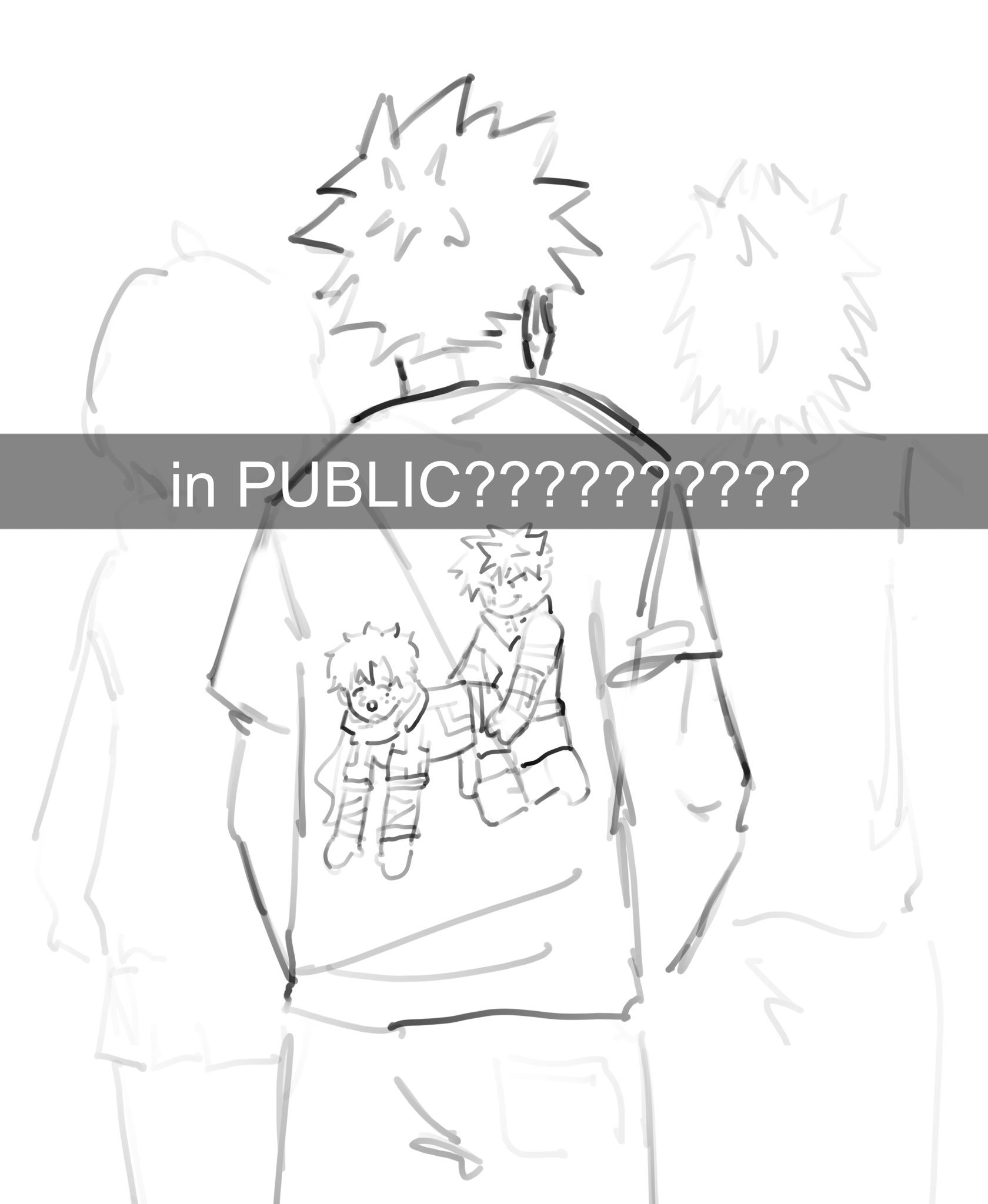 kezirolli, bakugou katsuki, midoriya izuku, boku no hero academia, bakudeku, chibi, doggystyle, from behind, sex, sex from behind, shirt, short hair, sketch, spiked hair, white background, yaoi