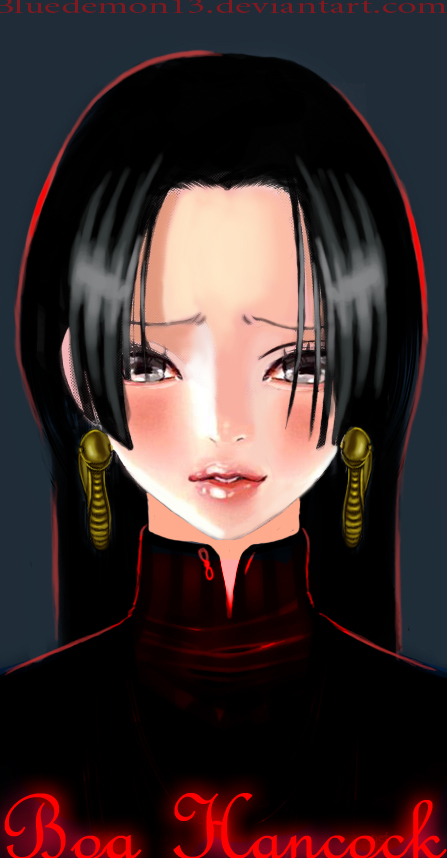 bluedemon13, boa hancock, one piece, banned artist, black hair, earrings, jewelry