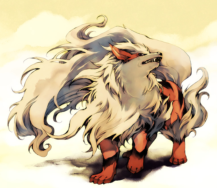 wako, arcanine, nintendo, pokemon, bad id, bad pixiv id, animal, animal ears, body fur, dog ears, epic, gen 1 pokemon, long hair, no humans, pokemon (creature), sharp teeth, teeth