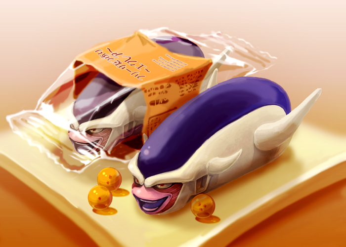 gabasso, 3rd form frieza, frieza, dragon ball, dragonball z, bad id, bad pixiv id, :d, dragon ball (object), male focus, no humans, open mouth, smile, solo, what