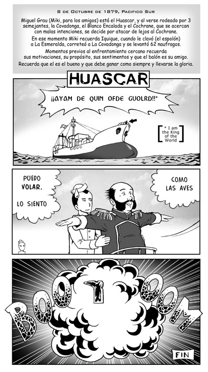 david cardenas, miguel grau, bad tag, spanish, boots, comic, monochrome, ocean, parody, ship, watercraft